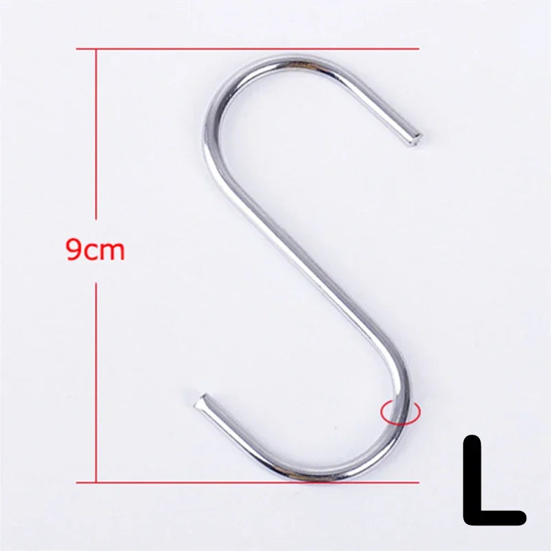 Stainless Steel S Hooks with Sharp Tip Utensil Meat Clothes Hanger Hanging Hooks for Butcher Shop Kitchen Baking Tools