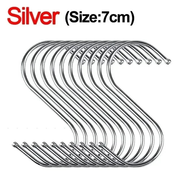 Stainless Steel S Hooks with Sharp Tip Utensil Meat Clothes Hanger Hanging Hooks for Butcher Shop Kitchen Baking Tools
