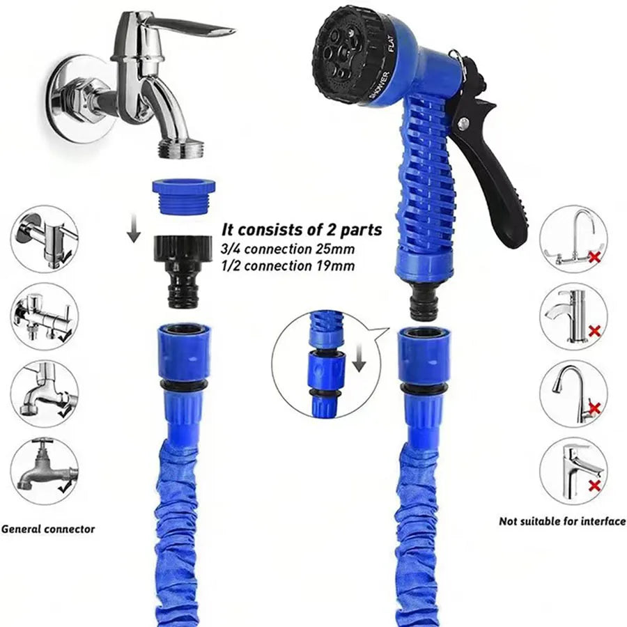 25FT-200FT Expandable Magic Hose Lightweight Design Durable Materials 7 Water Spraying Functions Gun Home Garden Watering Tools
