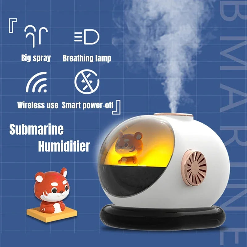 Creative Submarine Air Humidifier Purifier USB Charging 1200mAh Battery Portable Wireless Ultrasonic Cool Mist Table Humidifier