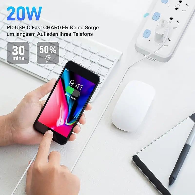 For Samsung Xiaomi Redmi Fast Charger 20w Wall Type C Charging Cable Mobile Phone Compatible With Iphone 15 Pro Max Plus iPad 10