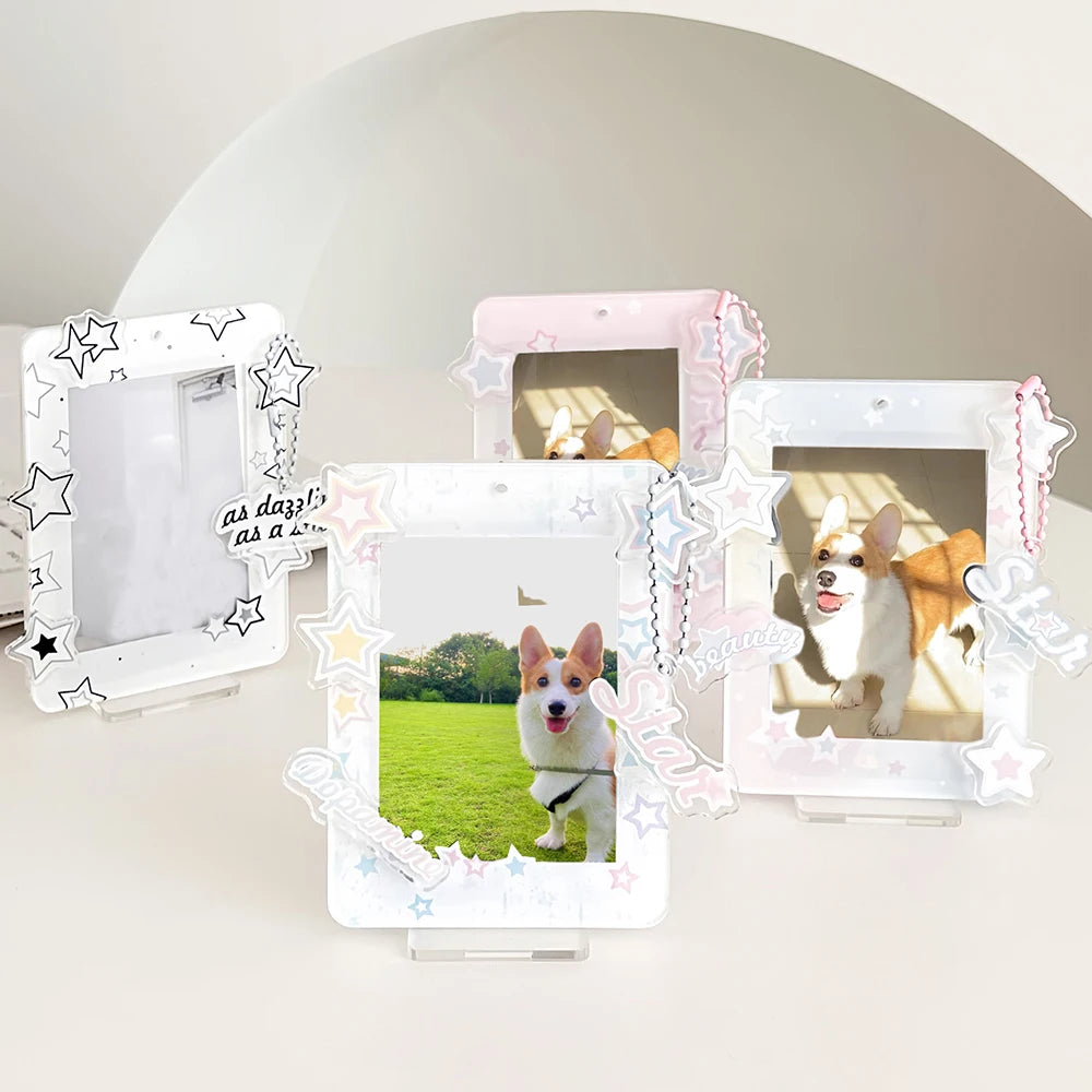 INS Star Acrylic Photocard Holder Korean Ins Idols Photo Frame 3 Inch Cute Sweet Card Display Stand Desktop Decor Card Sleeve
