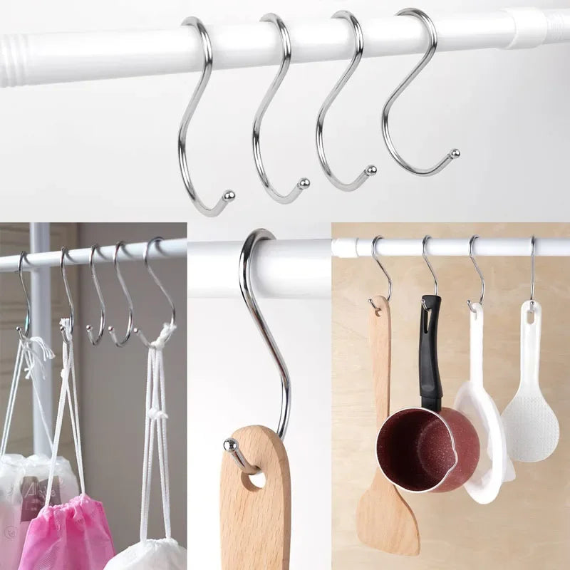 Stainless Steel S Hooks with Sharp Tip Utensil Meat Clothes Hanger Hanging Hooks for Butcher Shop Kitchen Baking Tools