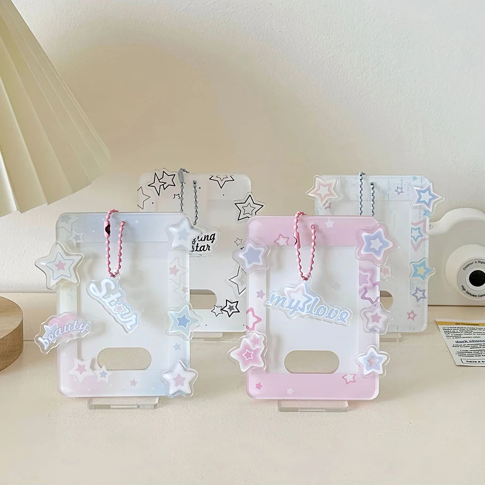 INS Star Acrylic Photocard Holder Korean Ins Idols Photo Frame 3 Inch Cute Sweet Card Display Stand Desktop Decor Card Sleeve