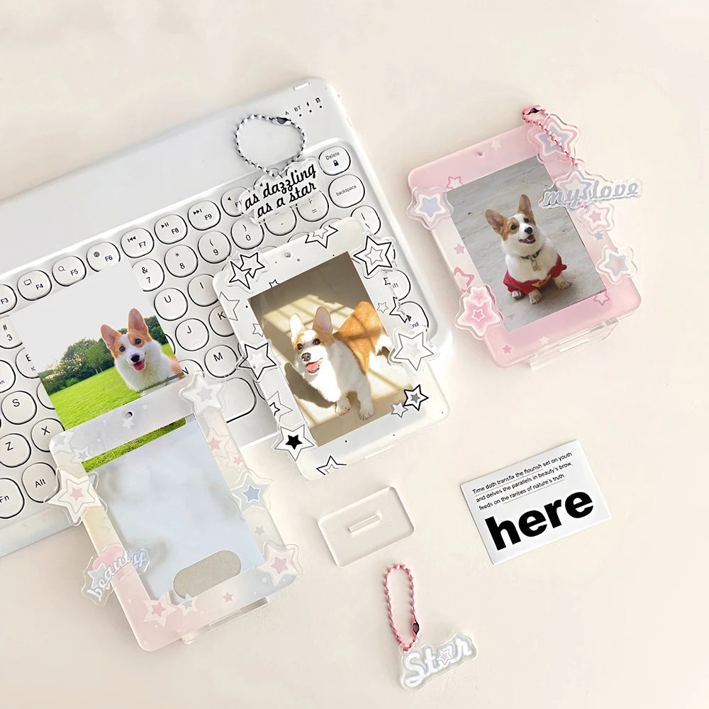 INS Star Acrylic Photocard Holder Korean Ins Idols Photo Frame 3 Inch Cute Sweet Card Display Stand Desktop Decor Card Sleeve