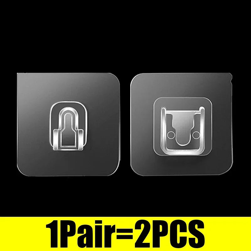60/2pcs Double-Sided Hooks Strong Adhesive Transparent Traceless Wall Hook for Kitchen Bedroom Storage Holder Plug Socket Hanger