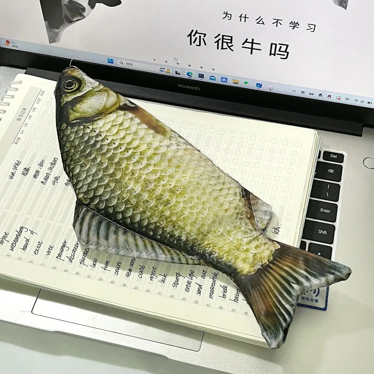 Creative Simulated Salted Fish Pencil Case Large Capacity Pencils Pouch Bag Funny School Pencil Cases Stationery Supplies New