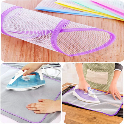 Temperature Resistance Ironing Scorch Heat Insulation Pad Mat Household Mesh Ironing Board Protective Cloth Cover (Random Color)