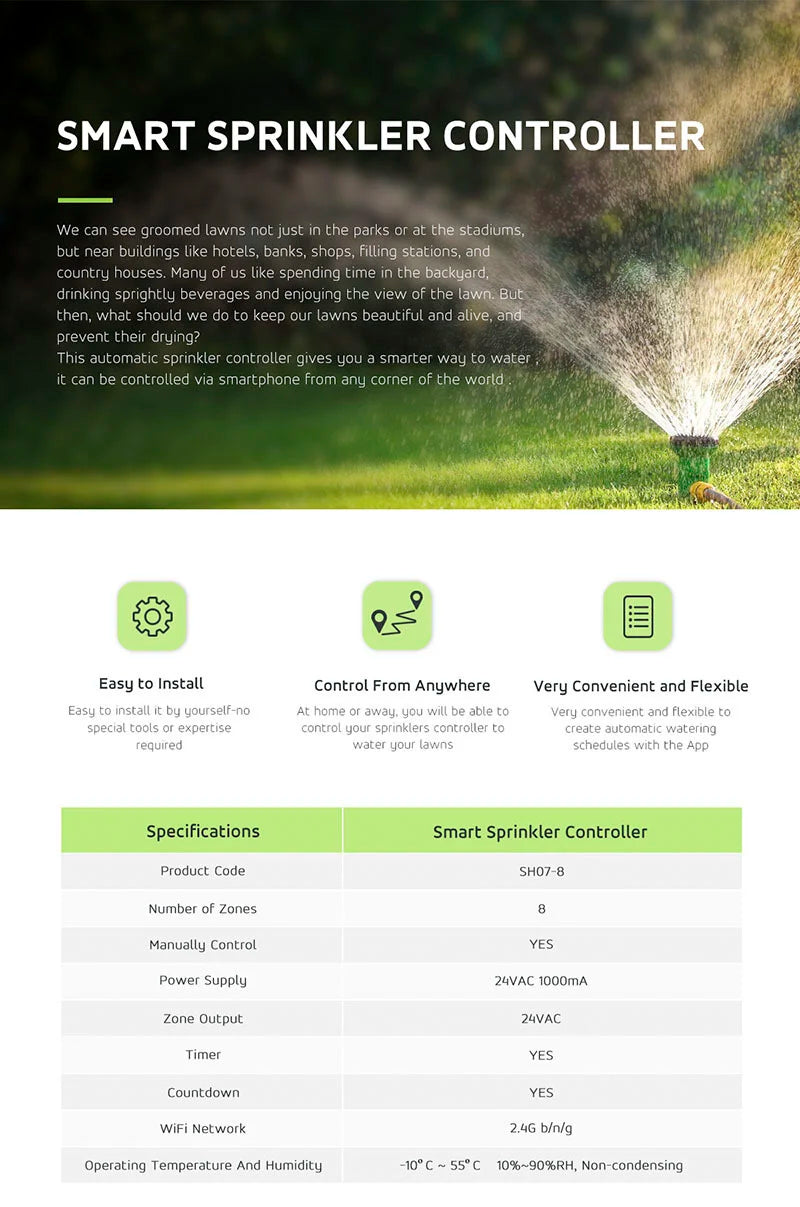 Smart Irrigation Controller Water Valve Controller Wifi Automatic Irrigation Watering System Smart Garden Watering Timer