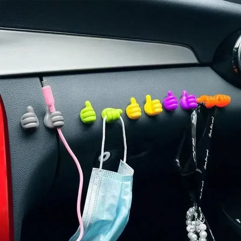 Hand-shaped Rubber Holder Glasses Cable Power Cord Charging Line Self Adhesive Mini Hook Storage Organizer Gadget Car Accessories