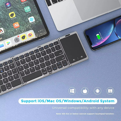 Mini Keyboard Wireless Folding Keyboard Bluetooth Foldable Keyboard With Touchpad for Windows Android iPad Phone PC Rechargeable