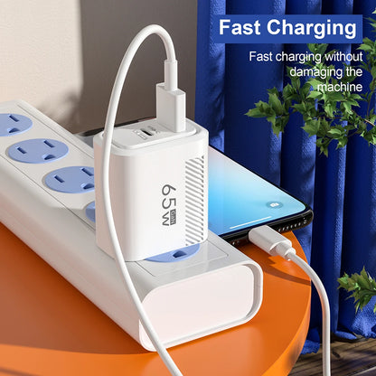 Total 65W GAN USB C Charger Fast Charging Quick Charge High Speed Charger For iPhone Xiaomi Samsung USB C Mobile Phone Adapter