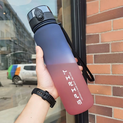 1L Large Capacity Sports Water Bottle with Time Marker Leakproof Straw Water Cups for Outdoor Travel Fitness Drinkware Unisex