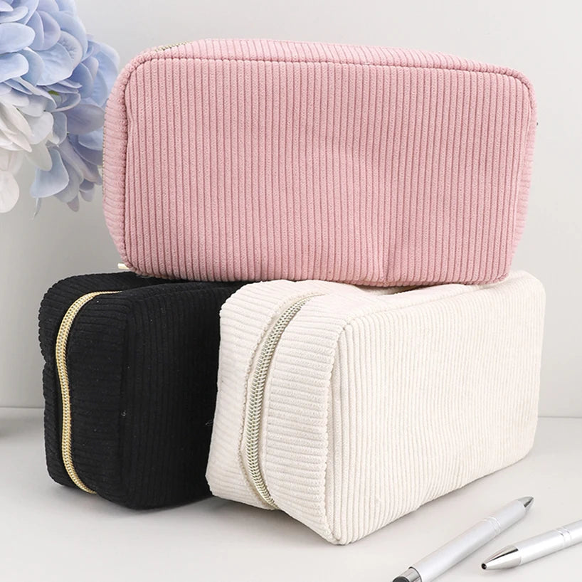 Solid Color Pencil Case Estuche Escolar Pencil Pouch Kalemlik Stationary Corduroy Pen Case School Supplies Trousse Pencilcase