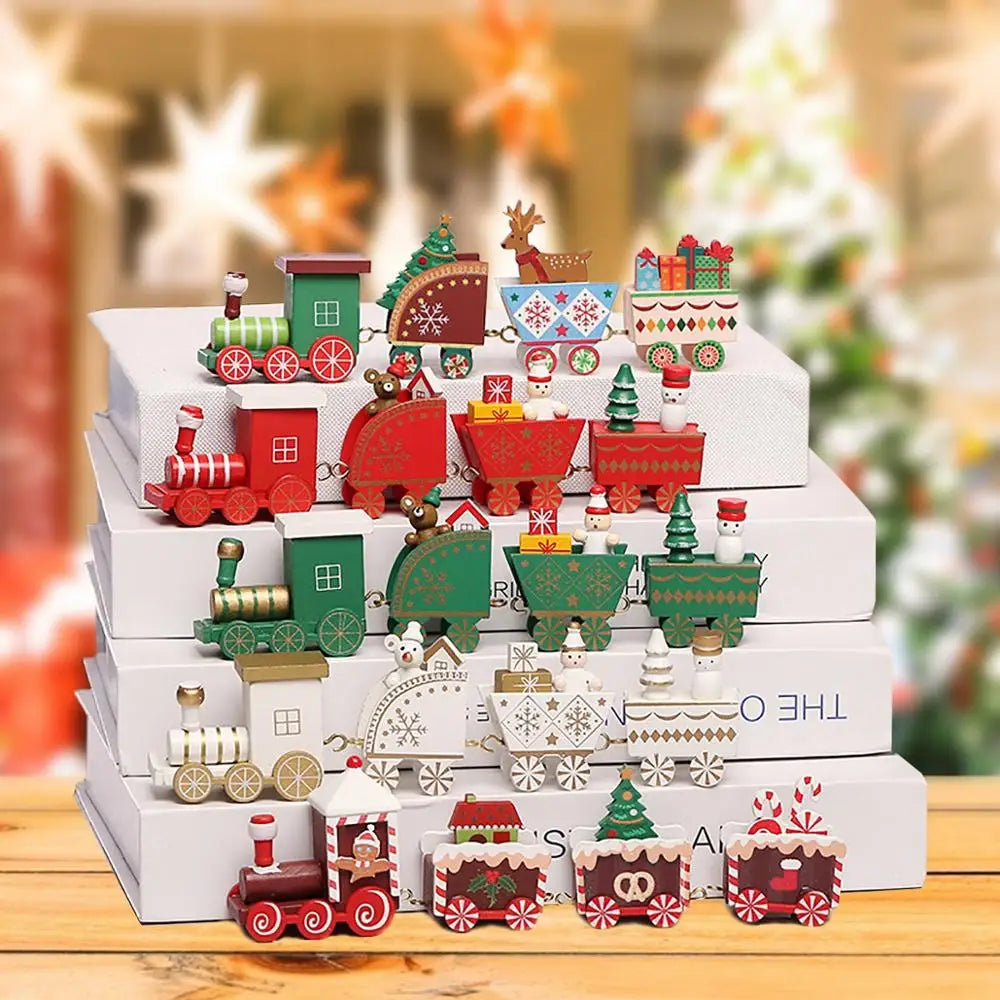 Christmas Wooden Train 2024 Xmas Ornament Merry Christmas Decorations For Home Cristmas Navidad Noel Gifts Happy New Year 2025