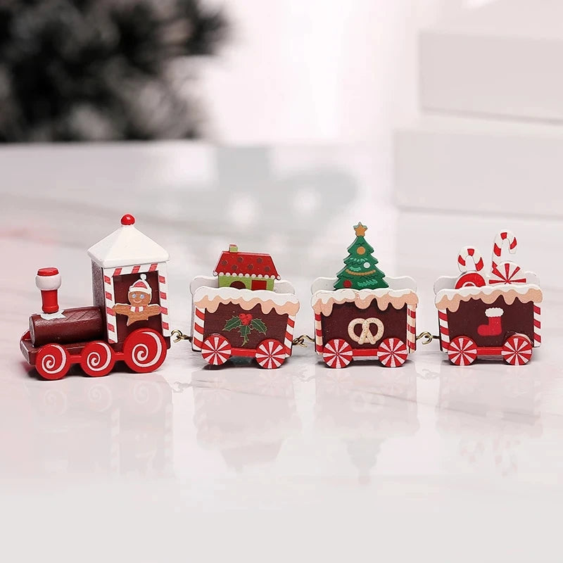Christmas Wooden Train 2024 Xmas Ornament Merry Christmas Decorations For Home Cristmas Navidad Noel Gifts Happy New Year 2025
