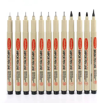Art Manga Outlining Pen Pigment Liner Micron Pen Marker set Hook Line Needle Pen for Sketch Soft Brush Stationery Art Supplies