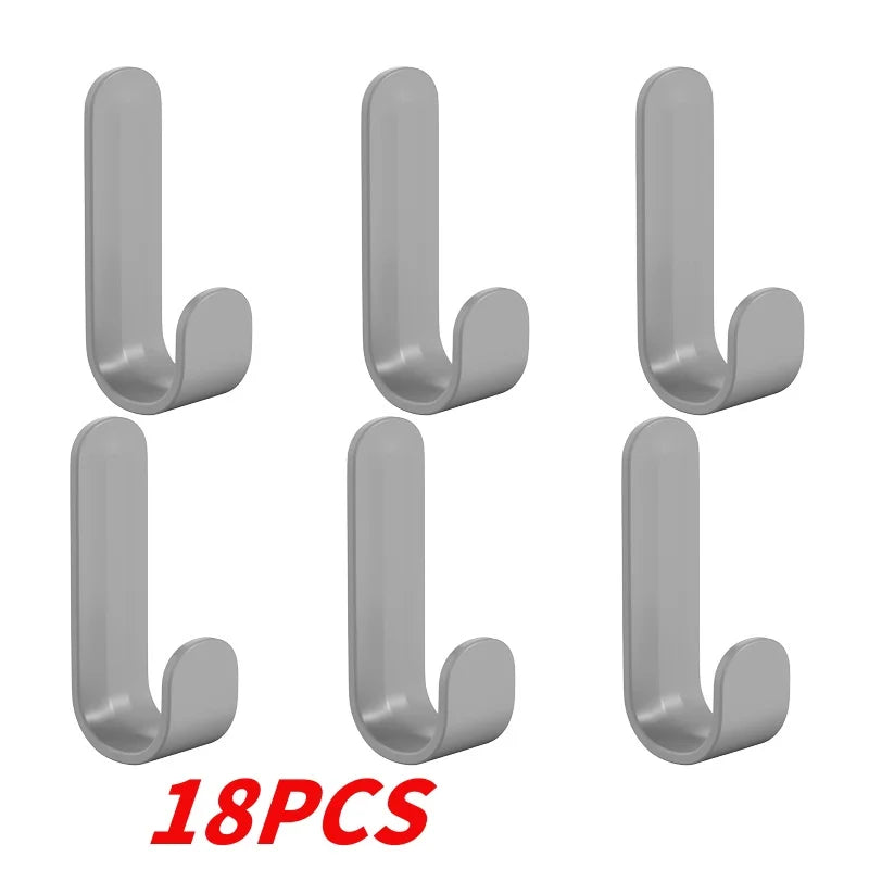 6pcs Multi-purpose Wall Organizer Hook Behind-door Key Cloth Hanger Hook Bathroom Robe Towel Holder Rack Kitchen Hardware Shelf