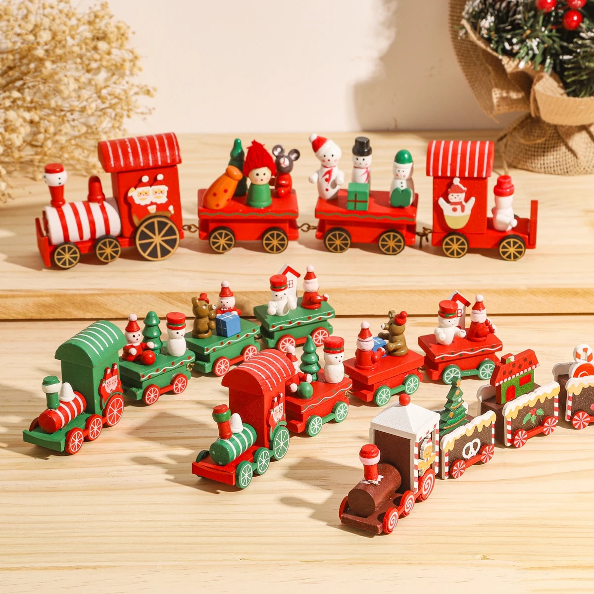 Christmas Wooden Train 2024 Xmas Ornament Merry Christmas Decorations For Home Cristmas Navidad Noel Gifts Happy New Year 2025