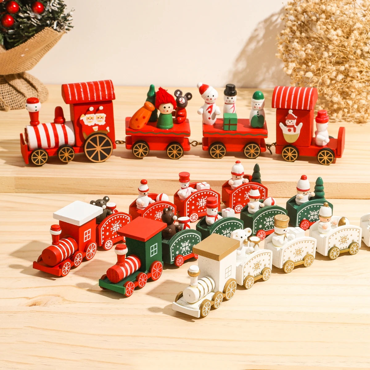 Christmas Wooden Train 2024 Xmas Ornament Merry Christmas Decorations For Home Cristmas Navidad Noel Gifts Happy New Year 2025