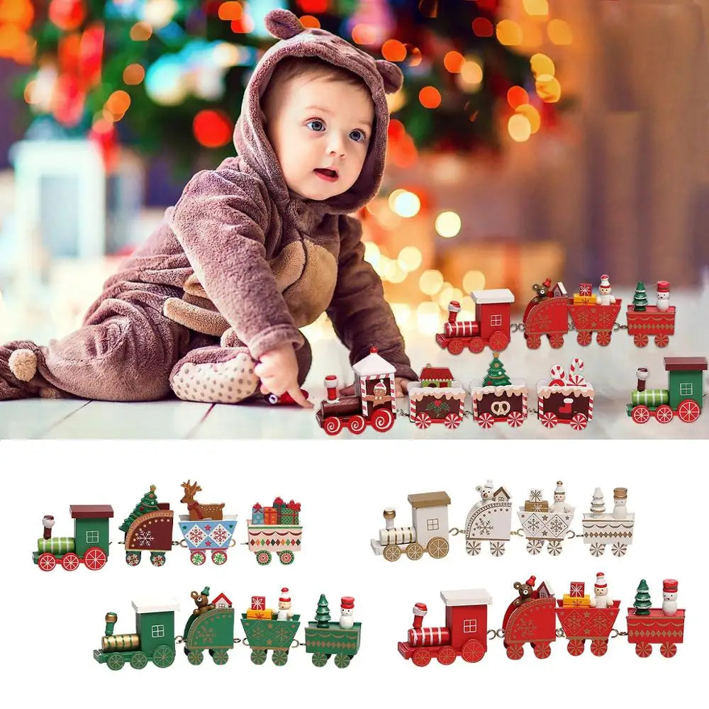 Christmas Wooden Train 2024 Xmas Ornament Merry Christmas Decorations For Home Cristmas Navidad Noel Gifts Happy New Year 2025