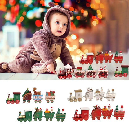 Christmas Wooden Train 2024 Xmas Ornament Merry Christmas Decorations For Home Cristmas Navidad Noel Gifts Happy New Year 2025
