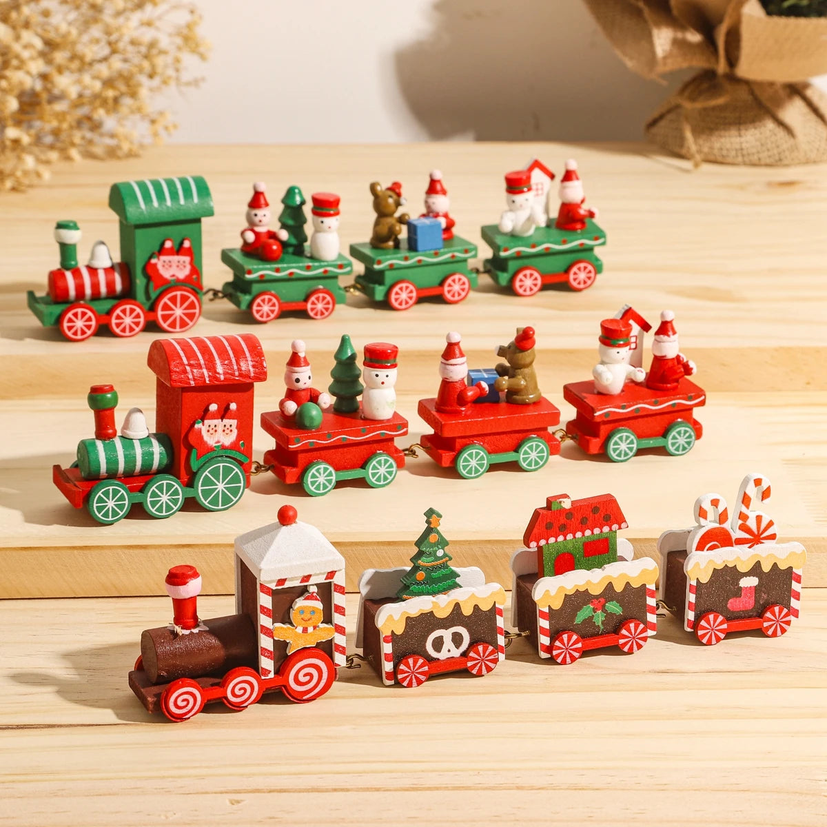 Christmas Wooden Train 2024 Xmas Ornament Merry Christmas Decorations For Home Cristmas Navidad Noel Gifts Happy New Year 2025