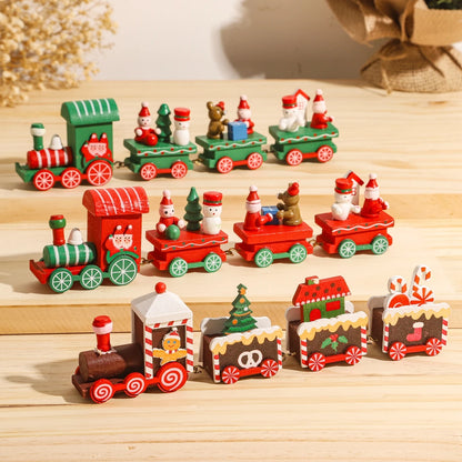 Christmas Wooden Train 2024 Xmas Ornament Merry Christmas Decorations For Home Cristmas Navidad Noel Gifts Happy New Year 2025