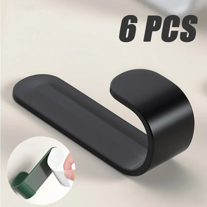 6pcs Multi-purpose Wall Organizer Hook Behind-door Key Cloth Hanger Hook Bathroom Robe Towel Holder Rack Kitchen Hardware Shelf