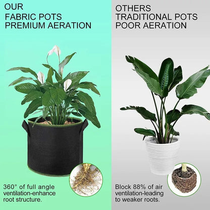 Vegetable/Flower/Plant Grow Bags 2/3/5/7/10 Gallon Thickened Non-Woven Grow Bags Aeration Fabric Pots with Handles Flower Pot
