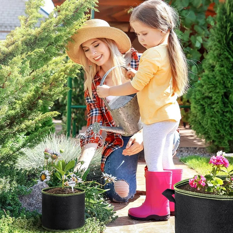Vegetable/Flower/Plant Grow Bags 2/3/5/7/10 Gallon Thickened Non-Woven Grow Bags Aeration Fabric Pots with Handles Flower Pot
