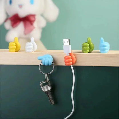 Hand-shaped Rubber Holder Glasses Cable Power Cord Charging Line Self Adhesive Mini Hook Storage Organizer Gadget Car Accessories