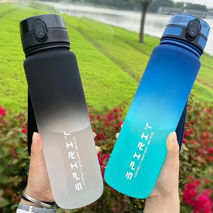 1L Large Capacity Sports Water Bottle with Time Marker Leakproof Straw Water Cups for Outdoor Travel Fitness Drinkware Unisex