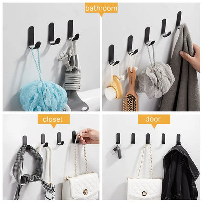 6pcs Multi-purpose Wall Organizer Hook Behind-door Key Cloth Hanger Hook Bathroom Robe Towel Holder Rack Kitchen Hardware Shelf
