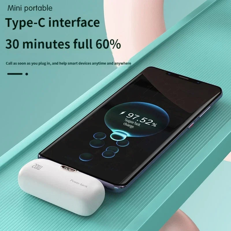 Mini Power Bank 30000mAh Portable Mobile Phone Charger External Battery Power Bank Plug Play Type-C For iPhone Samsung Huawei