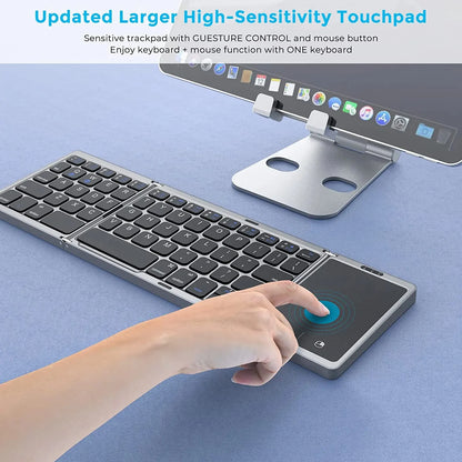 Mini Keyboard Wireless Folding Keyboard Bluetooth Foldable Keyboard With Touchpad for Windows Android iPad Phone PC Rechargeable