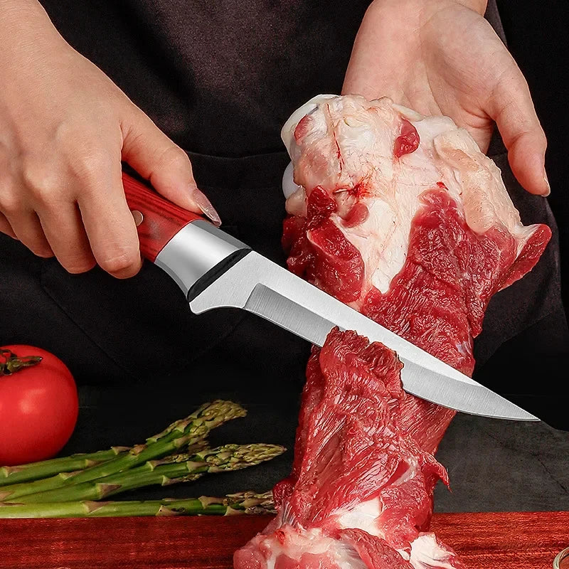 Kitchen Boning Knife Stainless Steel Meat Cleaver Fruit Paring Knife ABS Handle Pork Beef Sheep Fish Cutting Knives with Cover