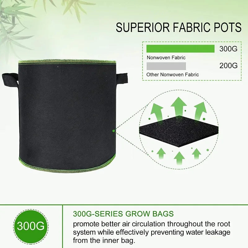 Vegetable/Flower/Plant Grow Bags 2/3/5/7/10 Gallon Thickened Non-Woven Grow Bags Aeration Fabric Pots with Handles Flower Pot